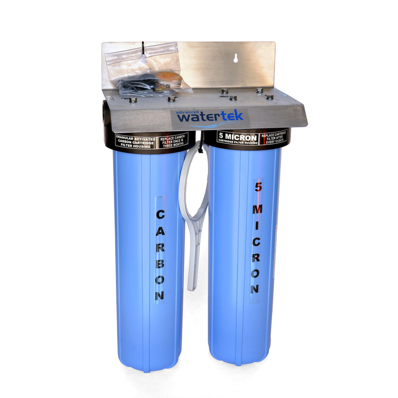 Advanced Watertek Twin Housing Filtration System with Stainless Bracket